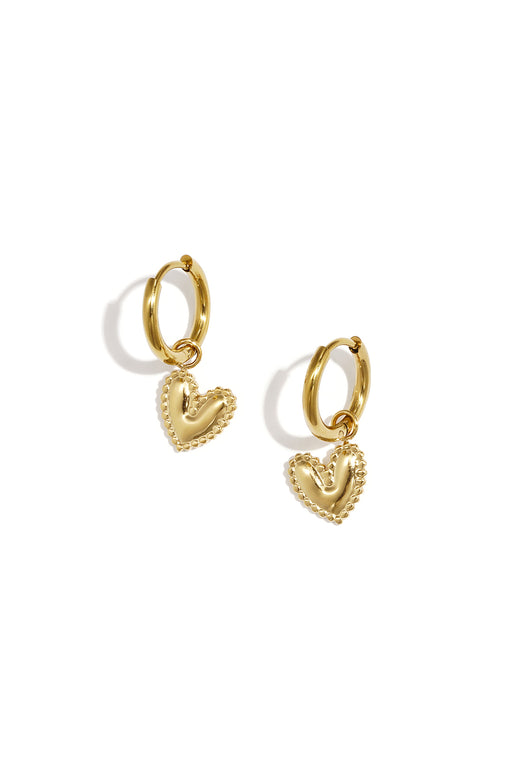 Boucles d'oreilles pendantes en acier inoxydable en forme de cœur pour femme – couleur or