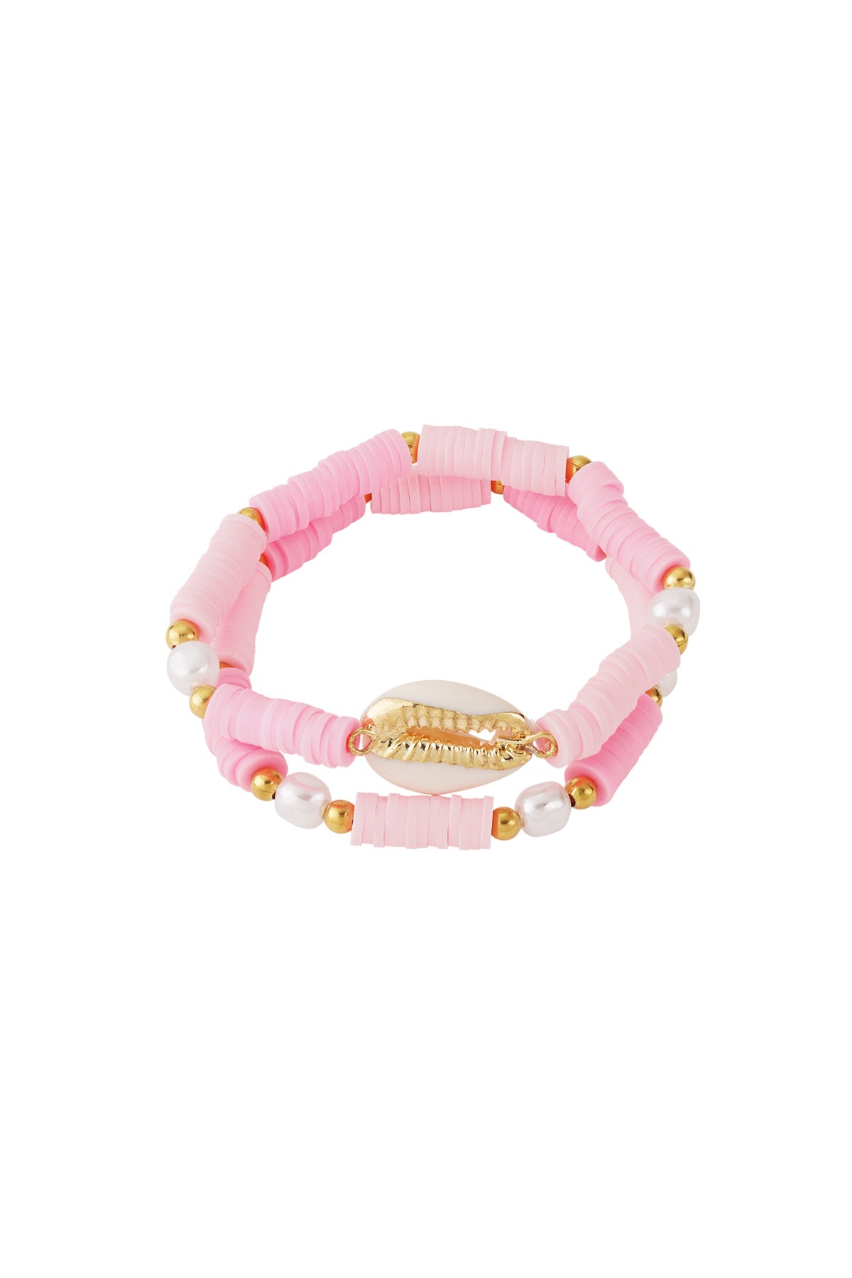Bracelet de perles pour femmes en argile polymère, acier inoxydable, perle d'imitation, coquillage