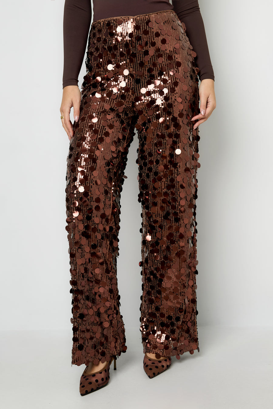 Dames broek met rechte pijpen en pailletten – productfoto 2