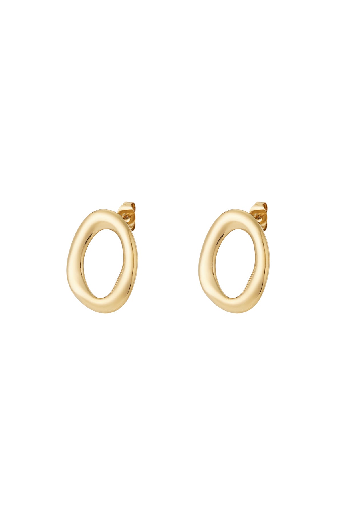 Women's stainless steel stud earrings with an organic shape – gold-colored