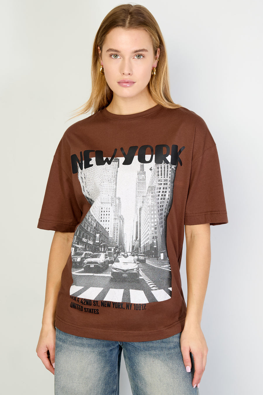 Dames New York T-shirt van katoen met tekst – productfoto 2