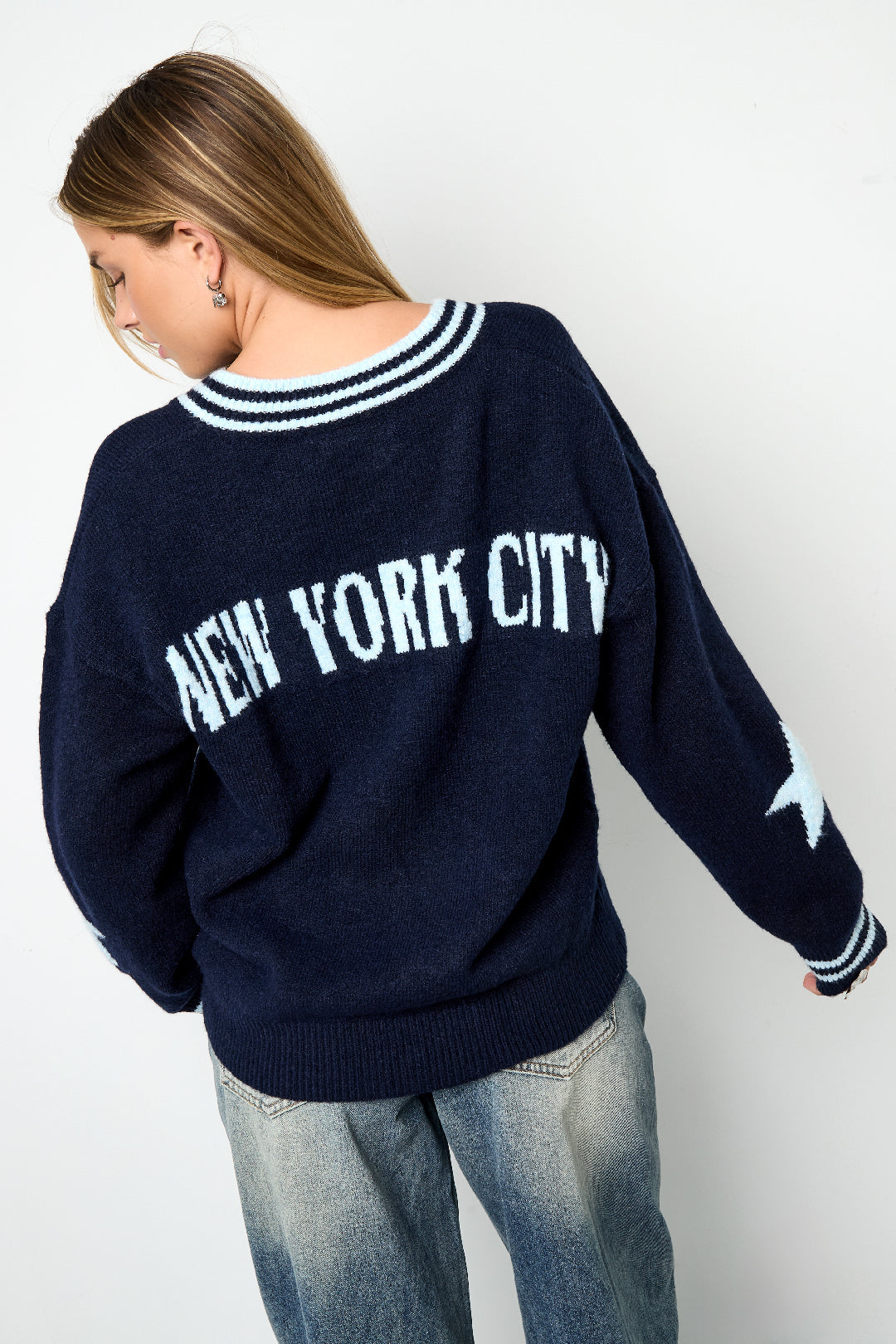 Dames 87 gebreide trui met kleurcontrast – productfoto 8