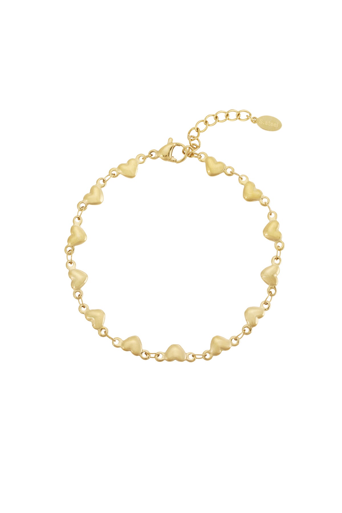 Bracelet à maillons en acier inoxydable 304 pour femme avec cœur – couleur or
