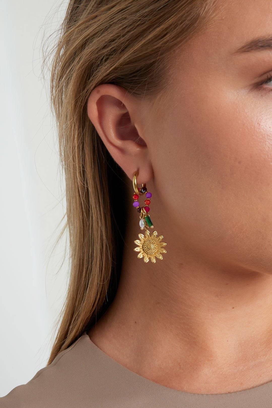 Boucles d'oreilles pendantes pour femme en acier inoxydable 304, cristal, perle d'imitation, pierre avec motif floral – photo 2