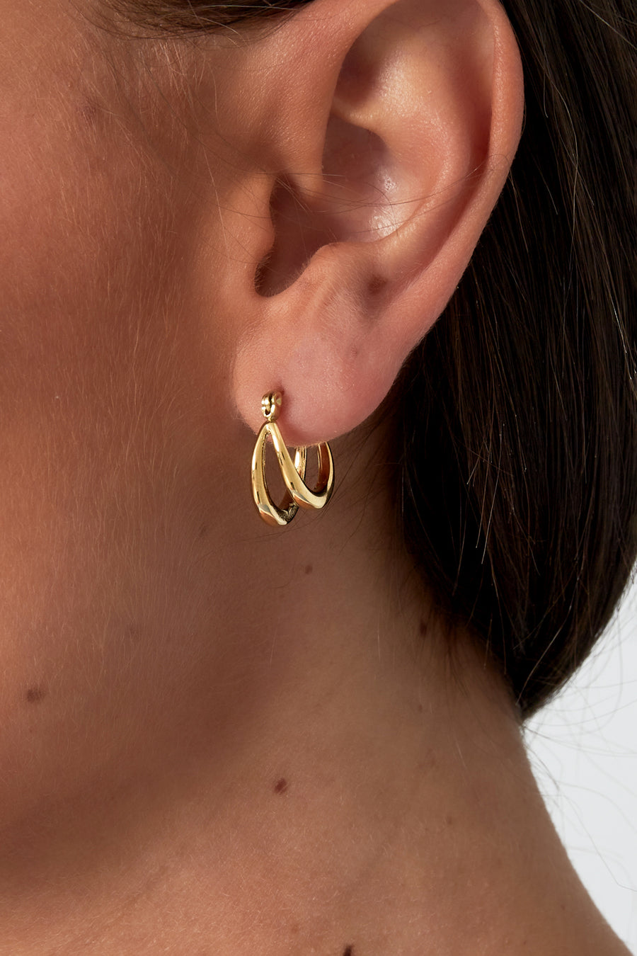 Boucles d'oreilles pour femme en acier inoxydable de forme organique – couleur or