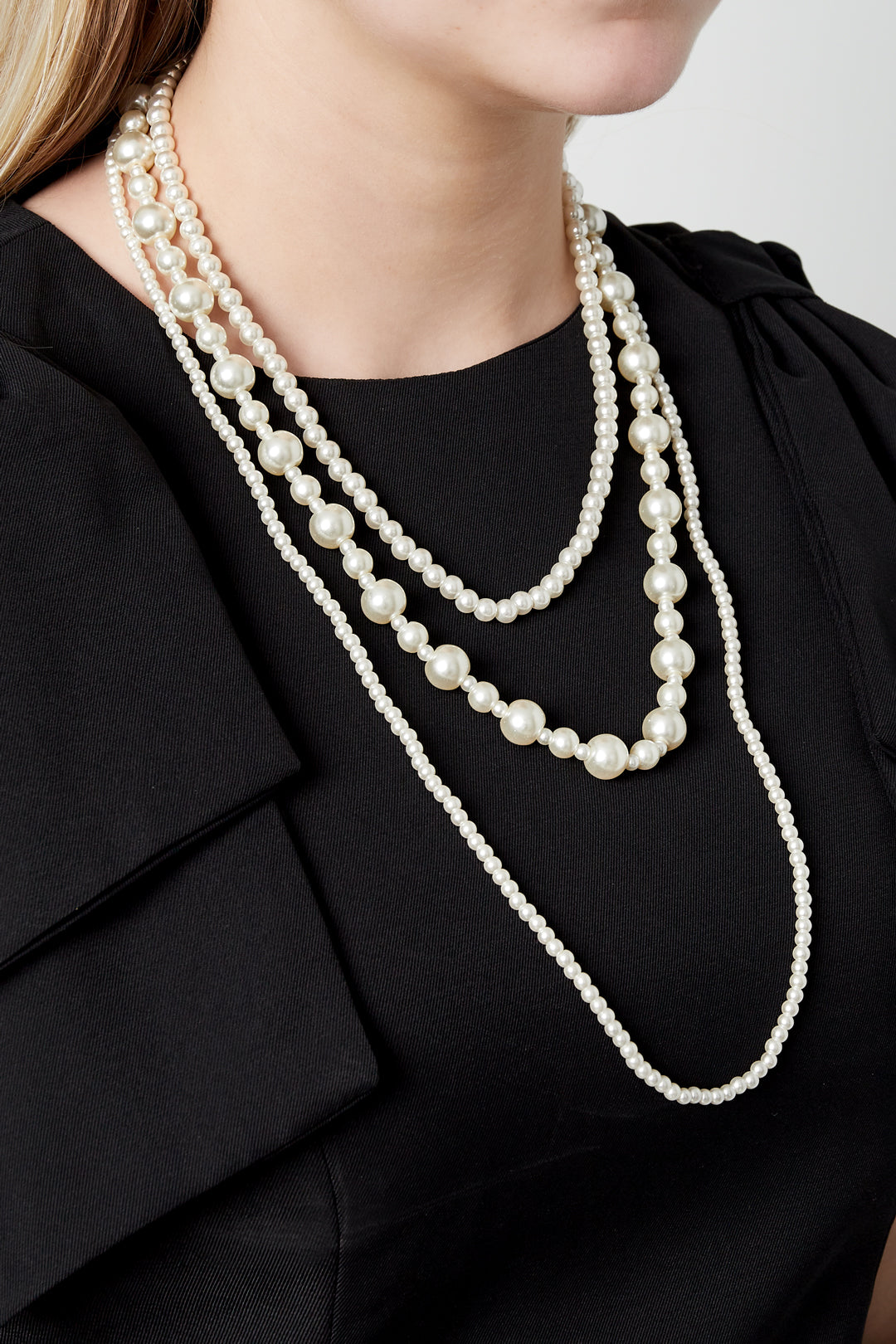Gelaagde ketting met gemengde parels