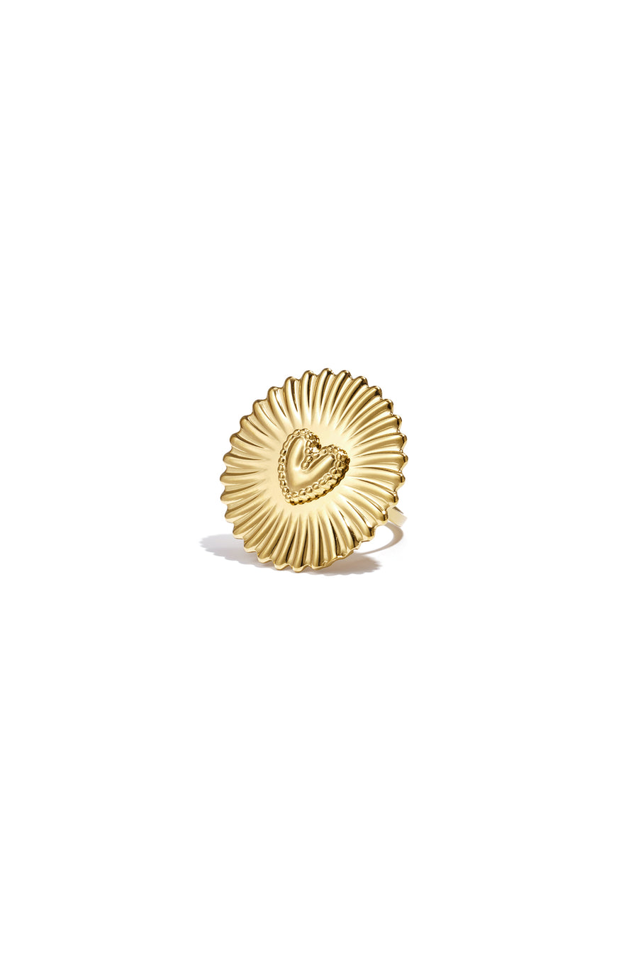 Bague statement pour femme en acier inoxydable avec cœur – couleur or
