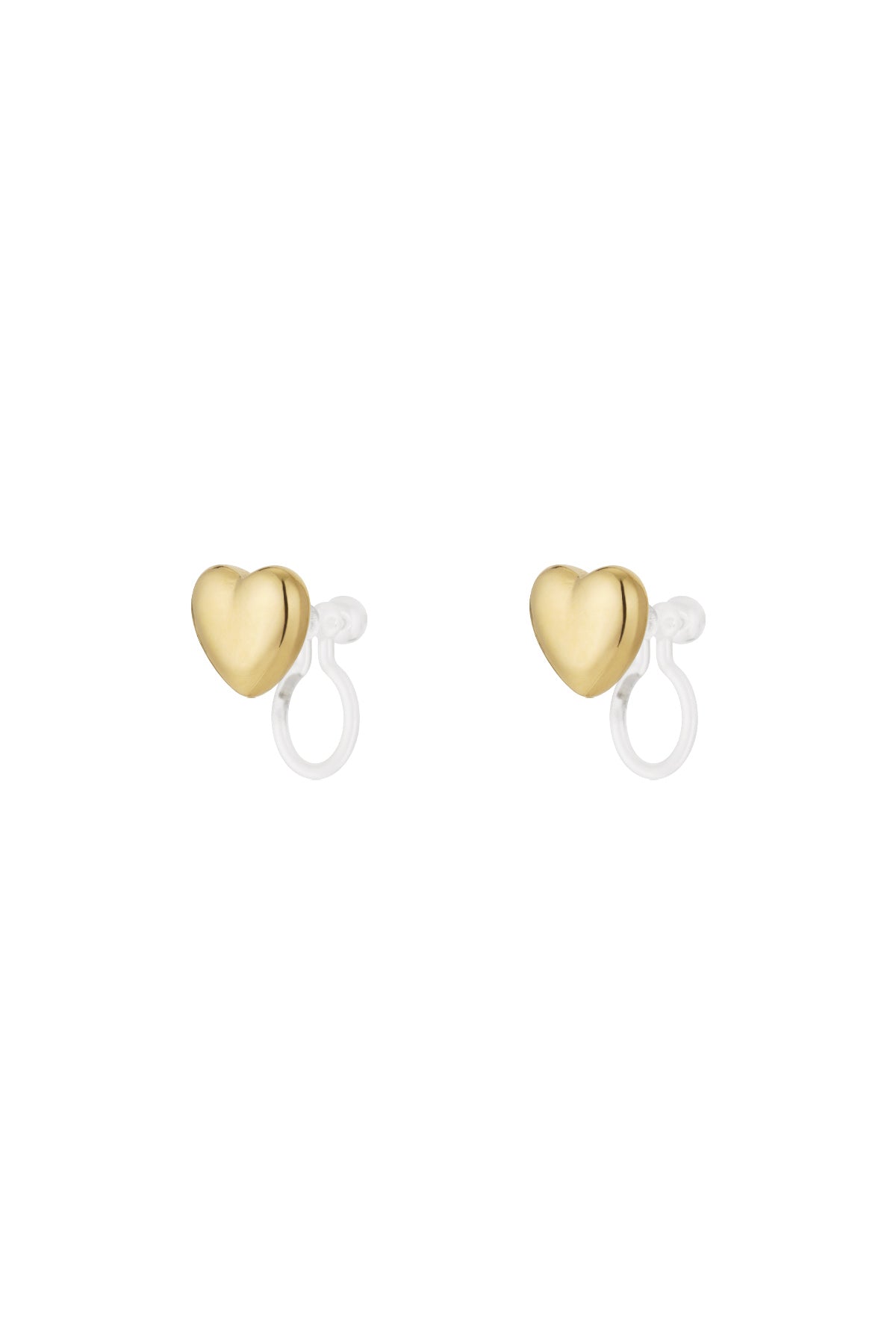 Women's Stainless Steel Heart-shaped Ear Clips – Gold and Silver Tone