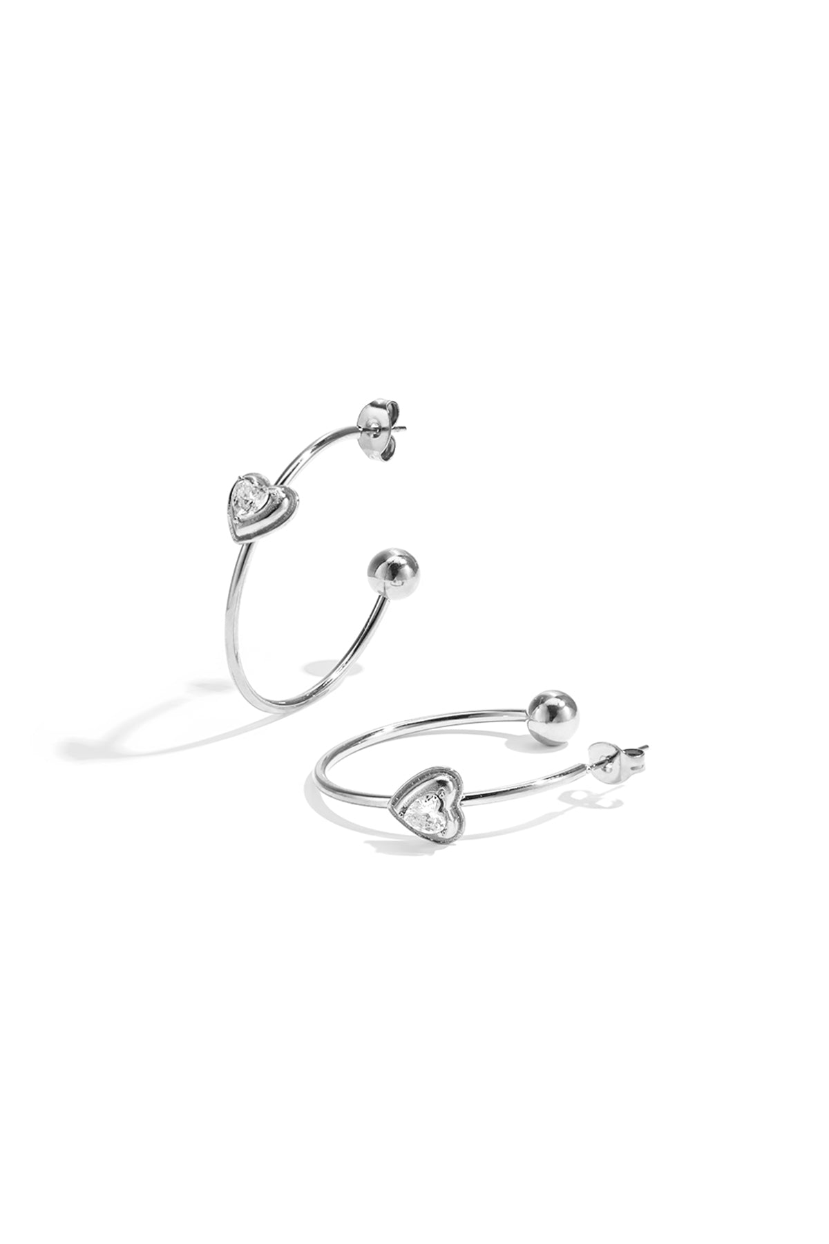 Boucles d'oreilles créoles pour femmes en acier inoxydable en forme de cœur – couleur or et argent