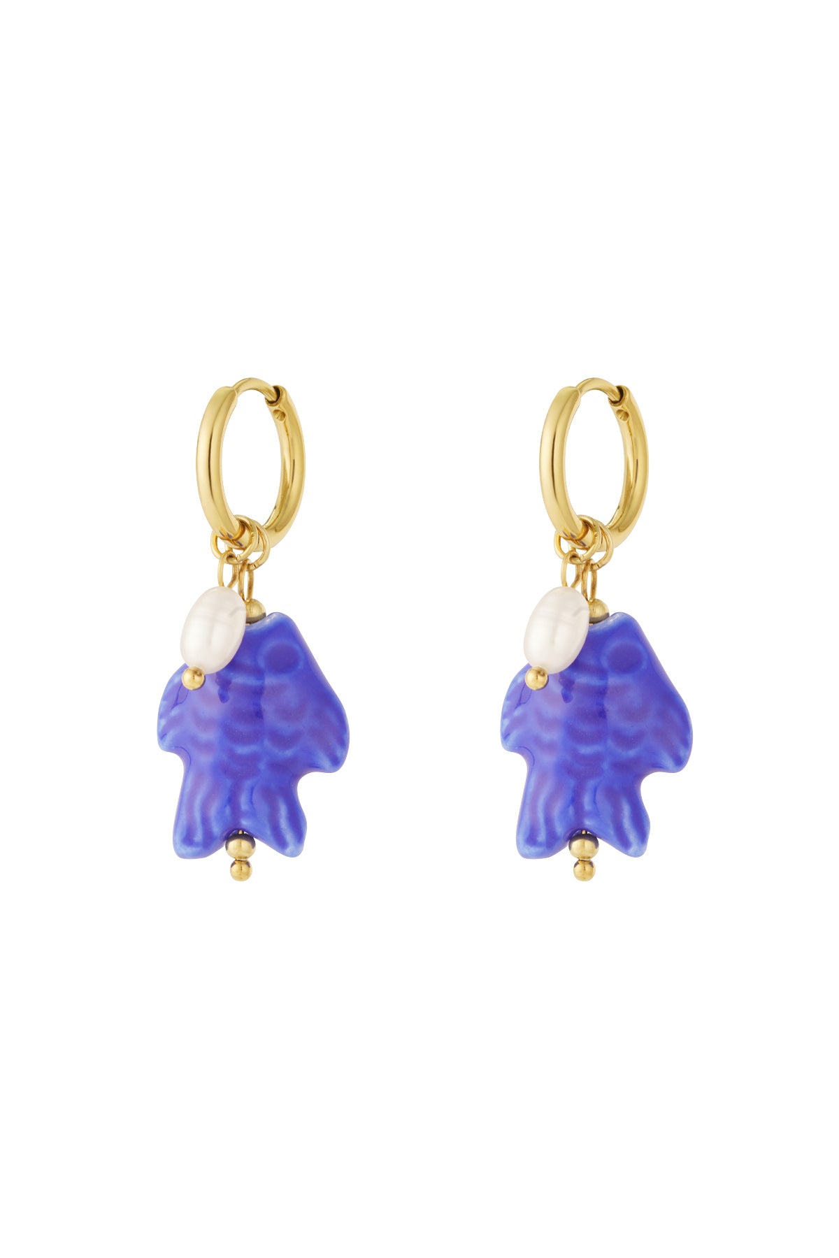 Women's Drop Earrings in Stainless Steel, Ceramic, Pearl with Ocean Details - Multiple Colors