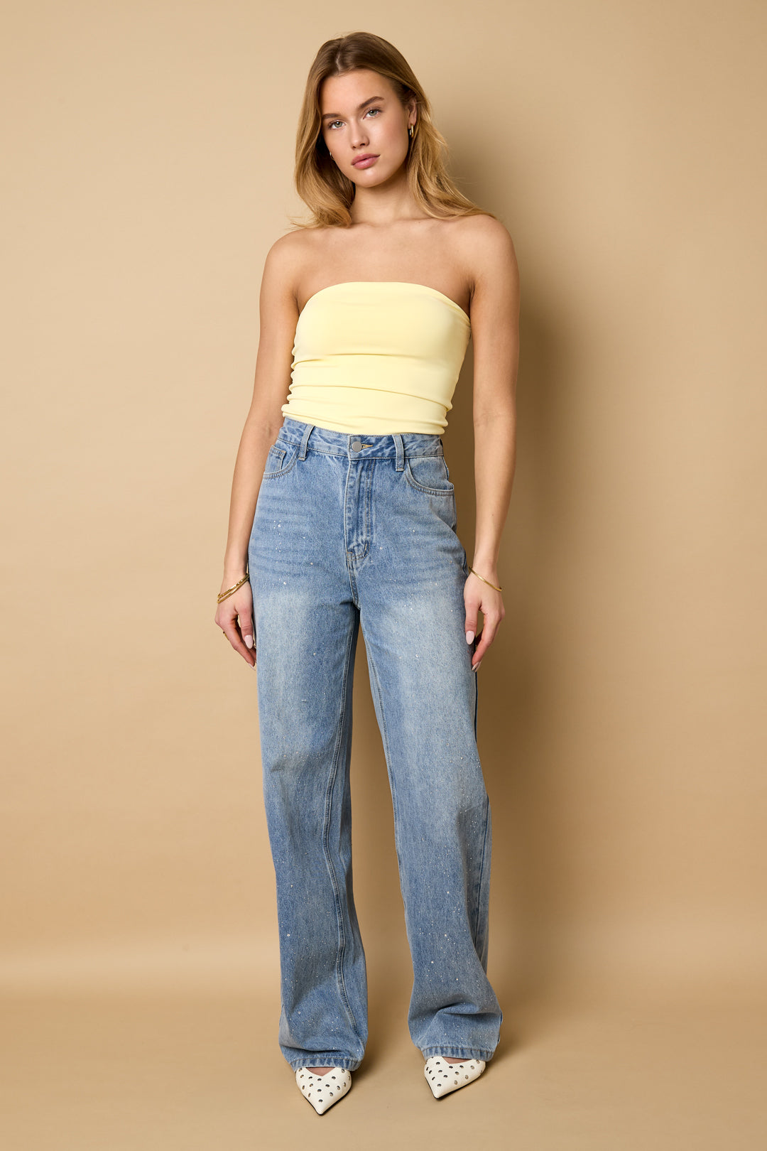 Dames korte bandeautop van gebreid nylon in drie kleuren – productfoto 7