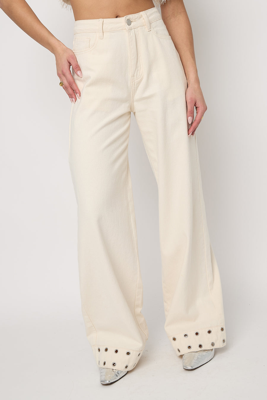 Statement jeans met eyeletdetails – productfoto 2