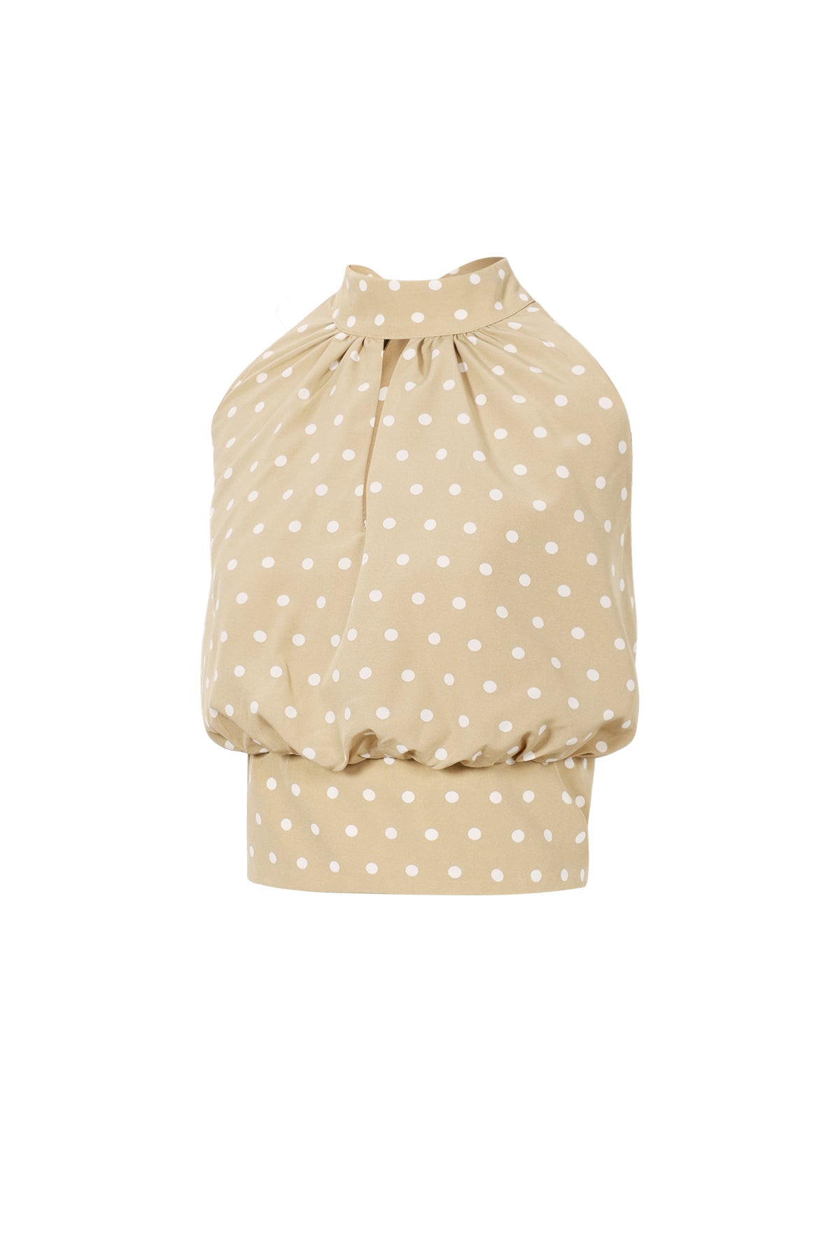 Dames mouwloze khaki top met stippen – productfoto 5