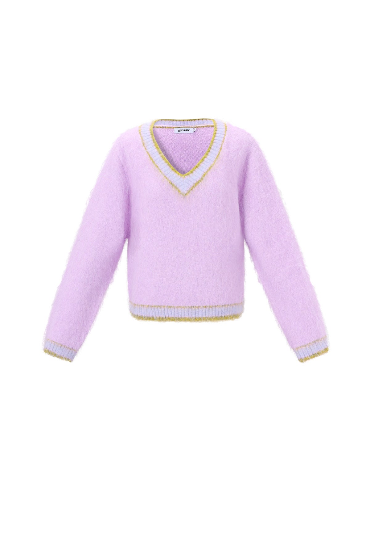 Pull tricot pour femmes avec contraste de couleur et col en V