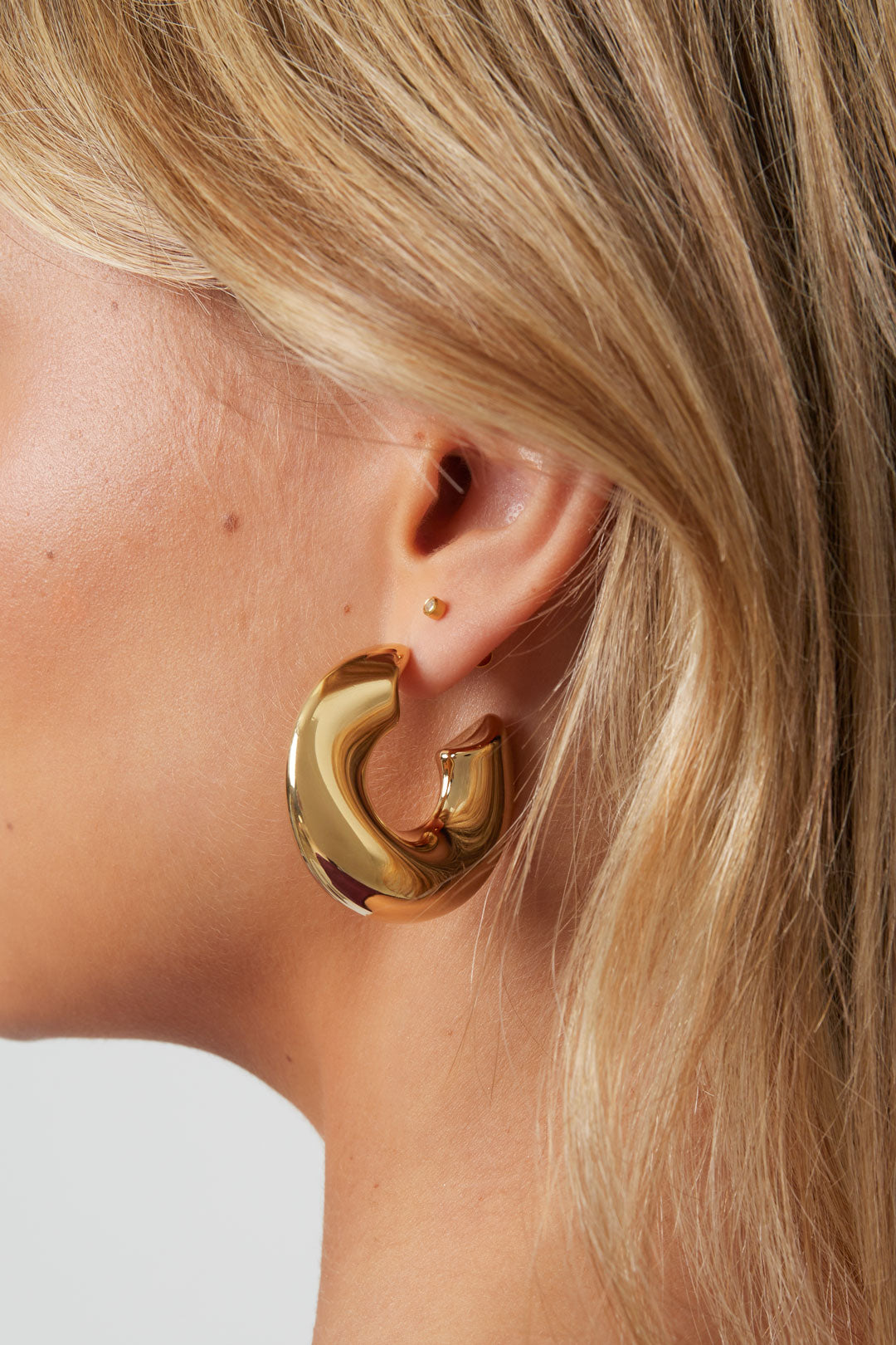Women's Stainless Steel Round Hoop Earrings – Gold and Silver Tone – image 3