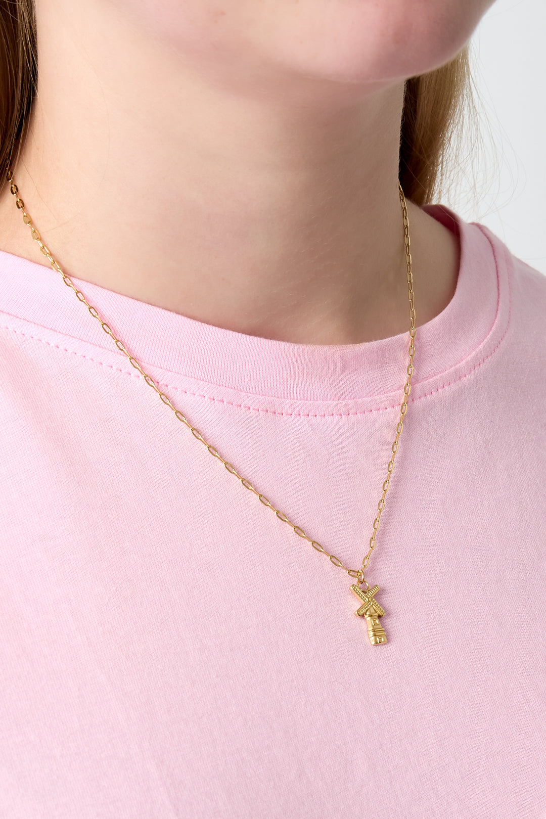 Collier femme pendentif acier inoxydable motif dessin animé – doré – photo 2