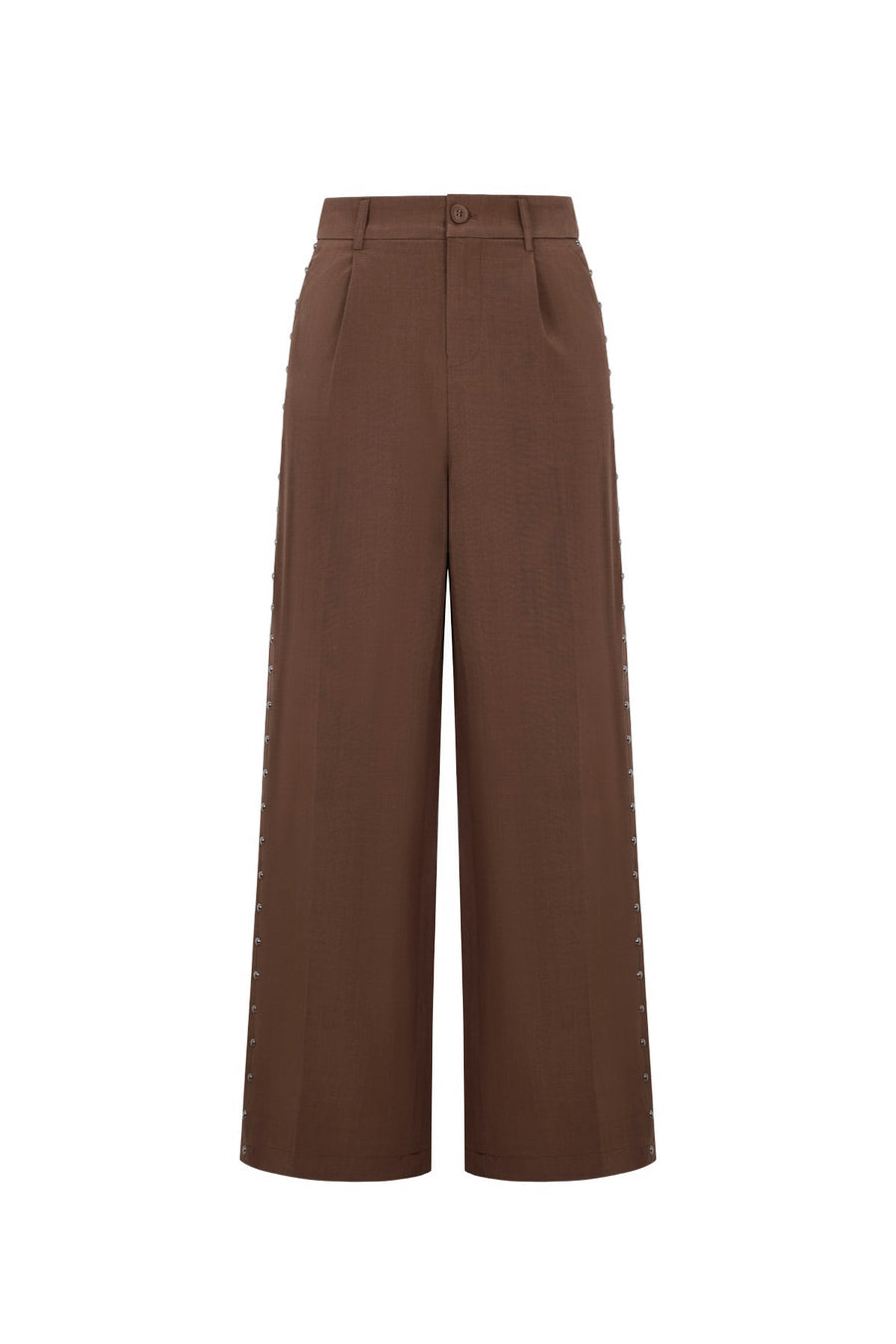 Dames elegante bruine wide-leg broek van polyester