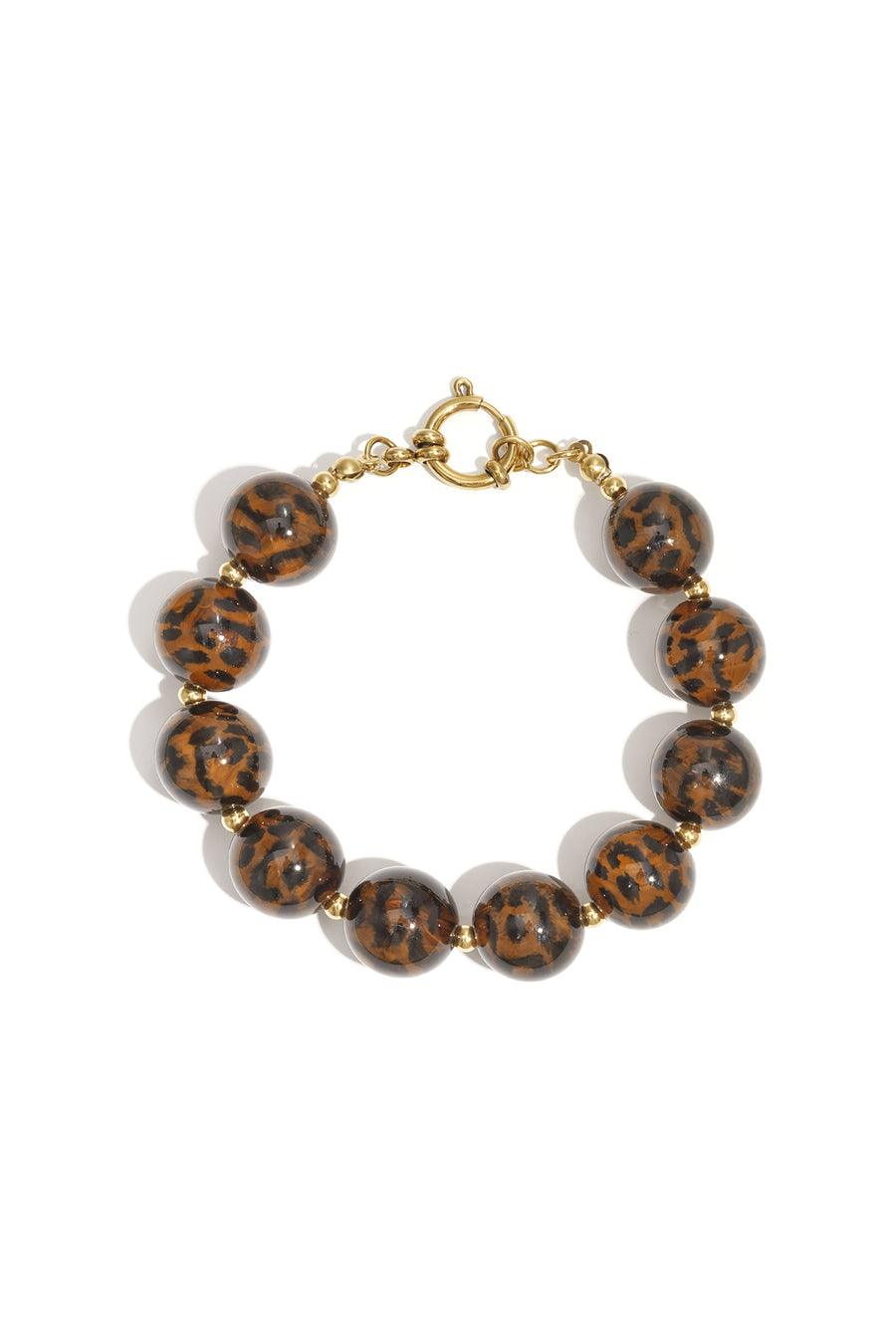 Bracelet de perles pour femmes en acrylique imprimé léopard – marron