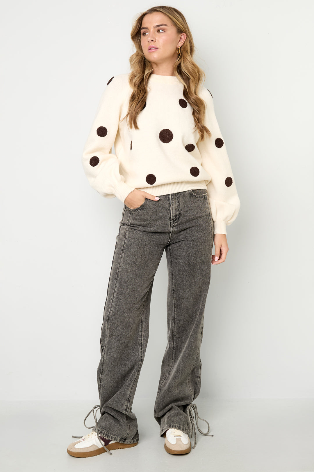 Dames gebreide trui van polyester met stippen – productfoto 8