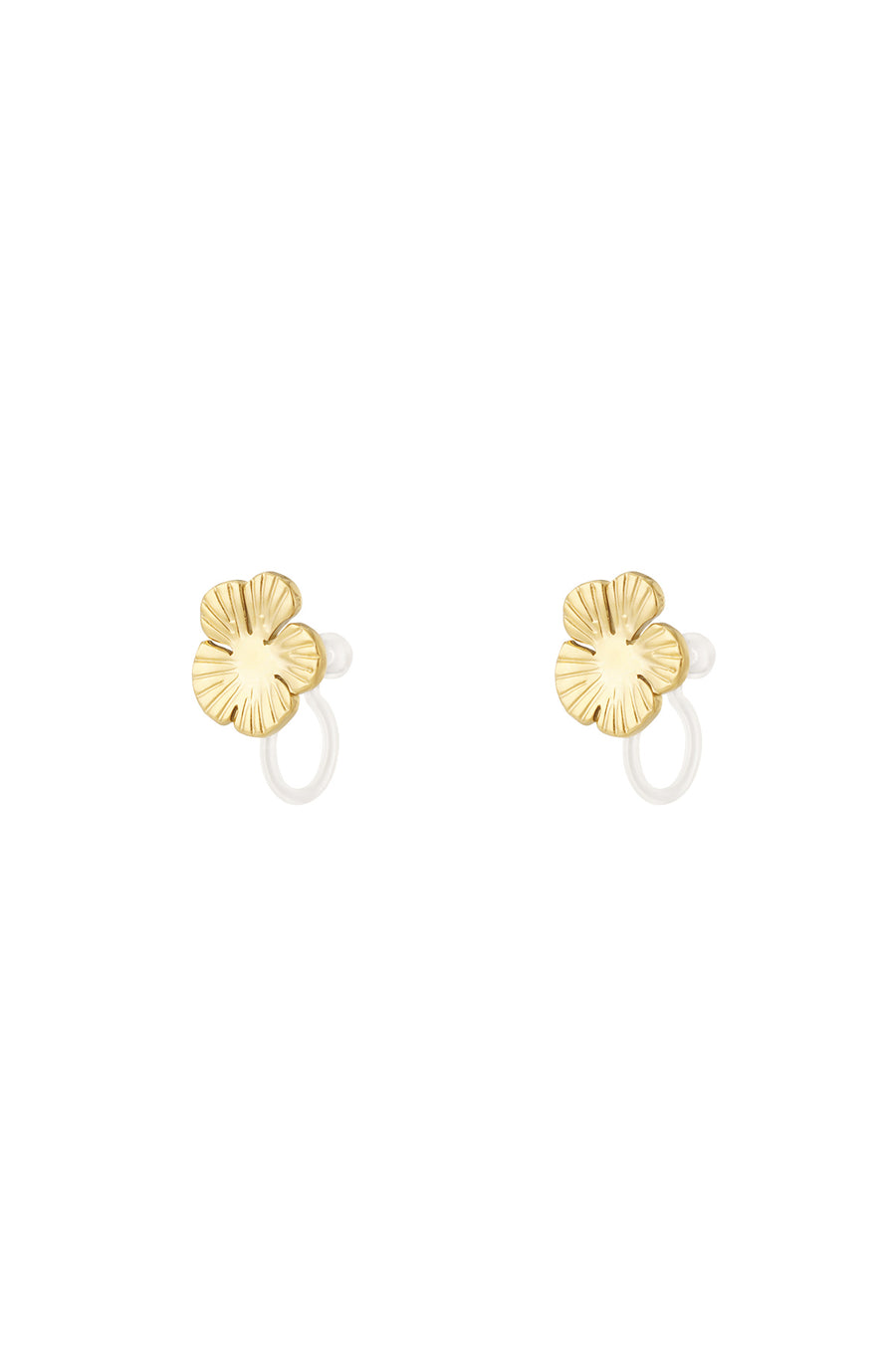 Clips d'oreille pour femmes en acier inoxydable avec motif floral – couleur or et couleur argent