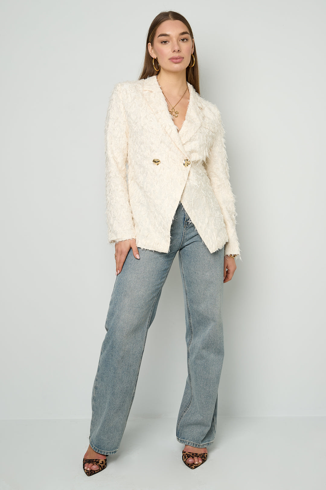 Dames blazer van polyester met textuur – productfoto 4