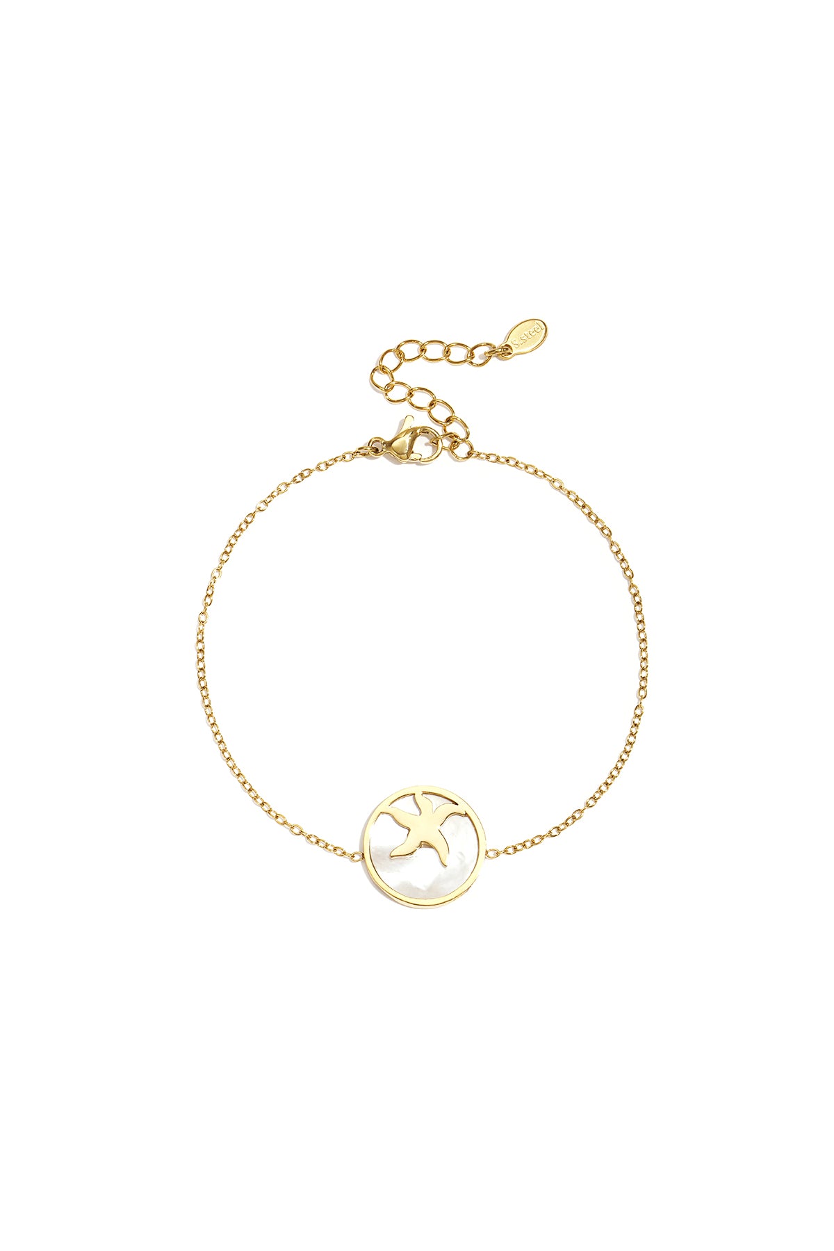 Women's Stainless Steel Charm Bracelet with Starfish Motif - Gold-coloured and Silver-coloured