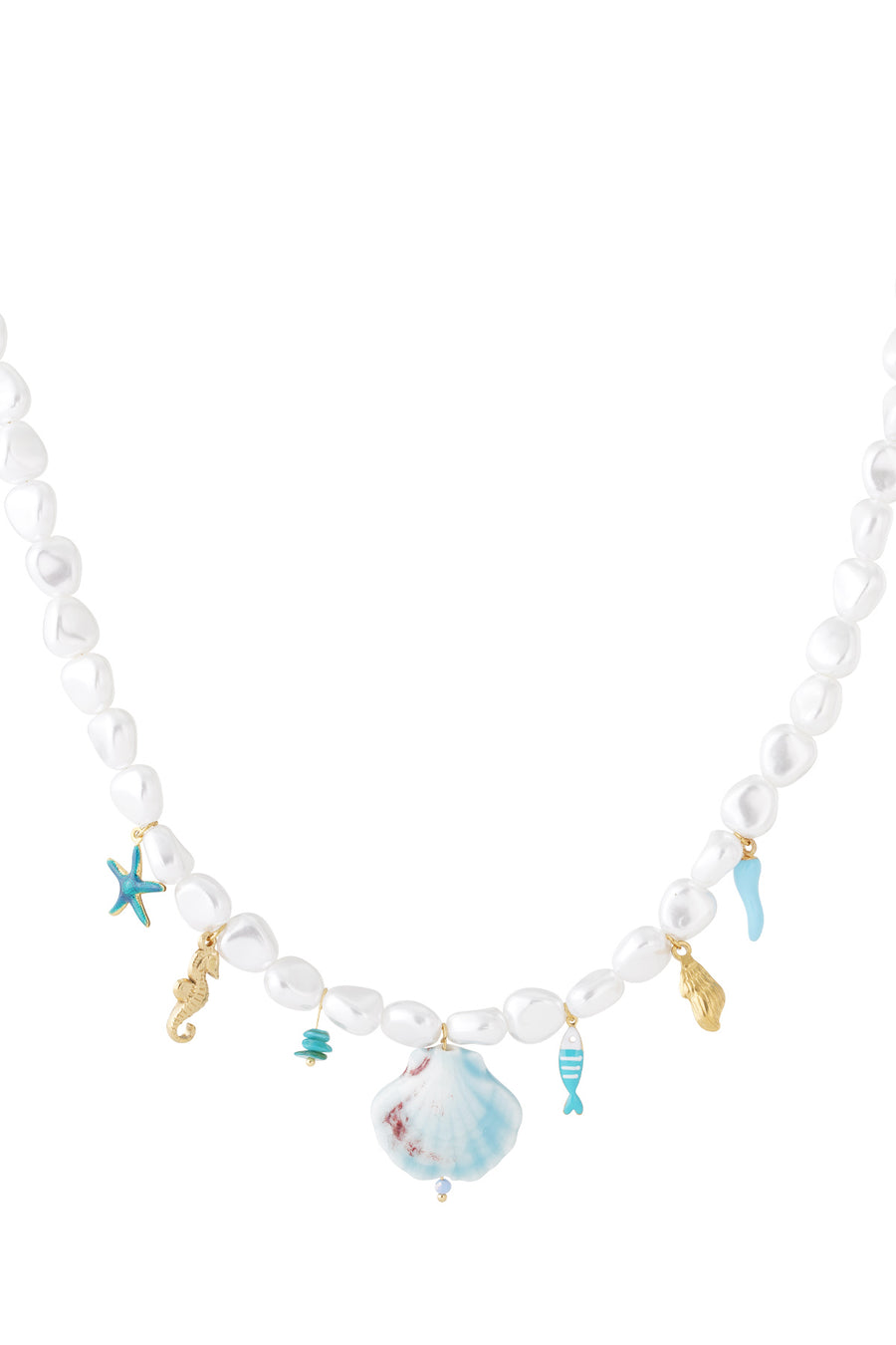 Collier pour femme en perles fantaisie, céramique, pierre, émail avec détails océaniques