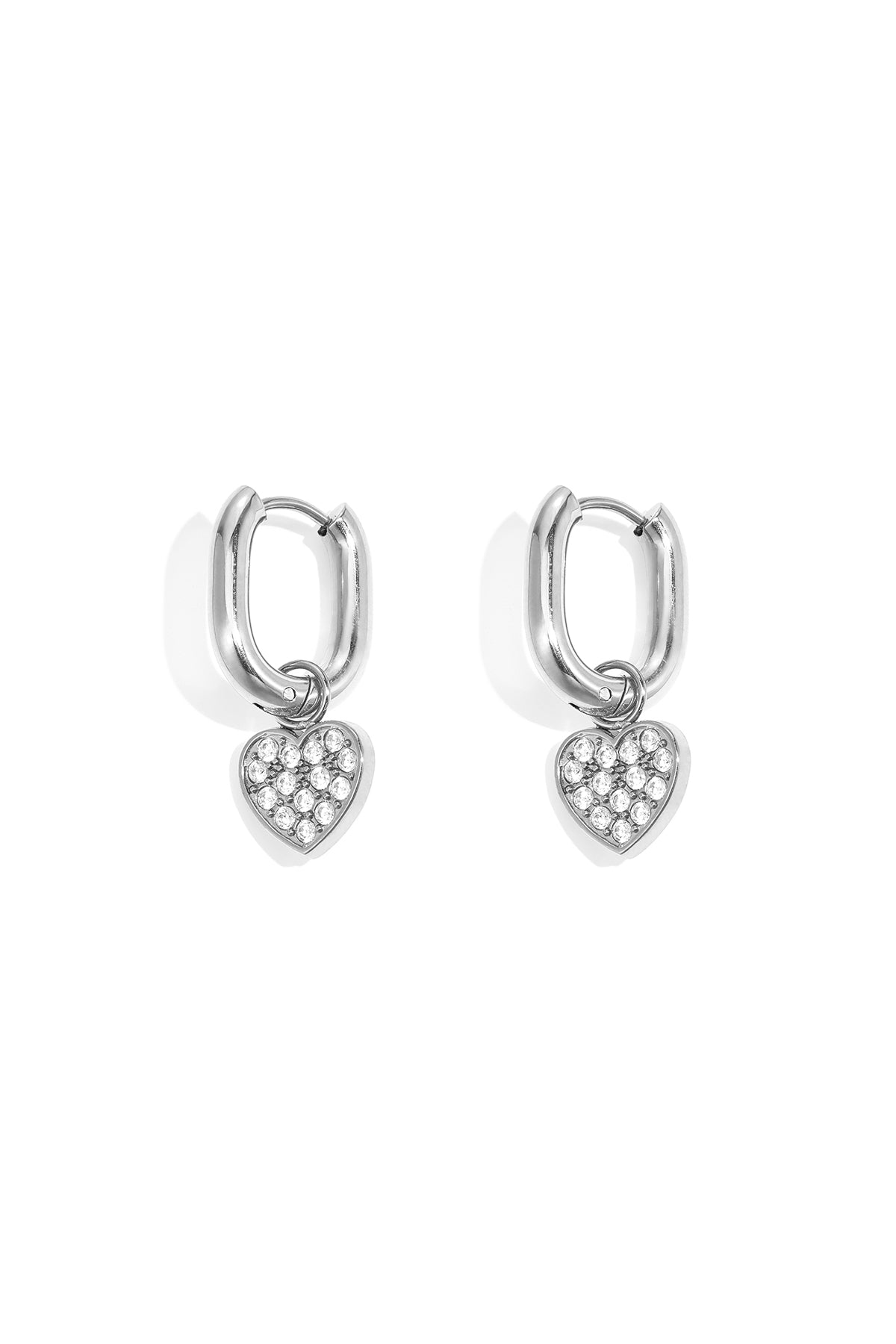 Boucles d'oreilles pendantes en acier inoxydable en forme de cœur pour femme – couleur or