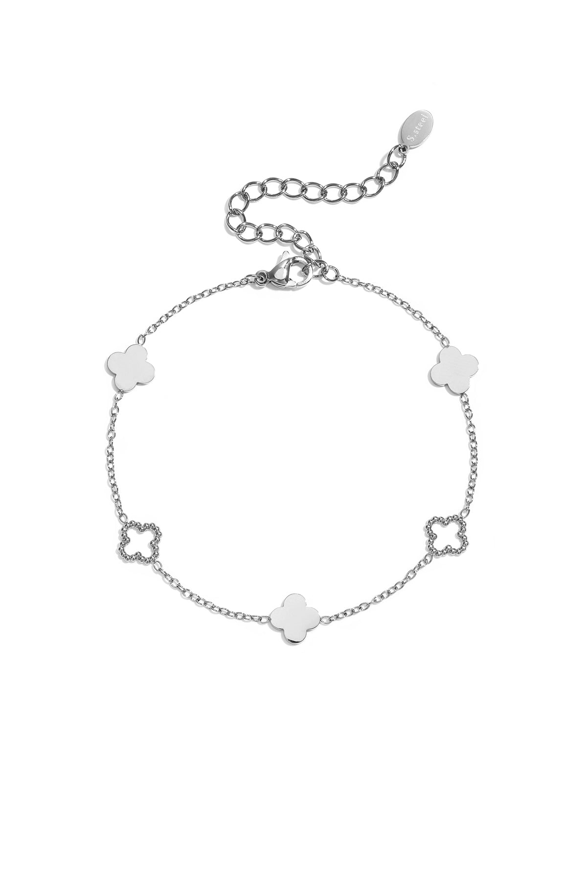 Women's Stainless Steel Clover Charm Bracelet - Gold Tone