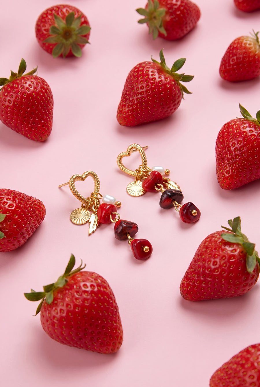 Boucles d'oreilles pendantes pour femme en acier inoxydable, ABS, pierre de forme organique et cœur