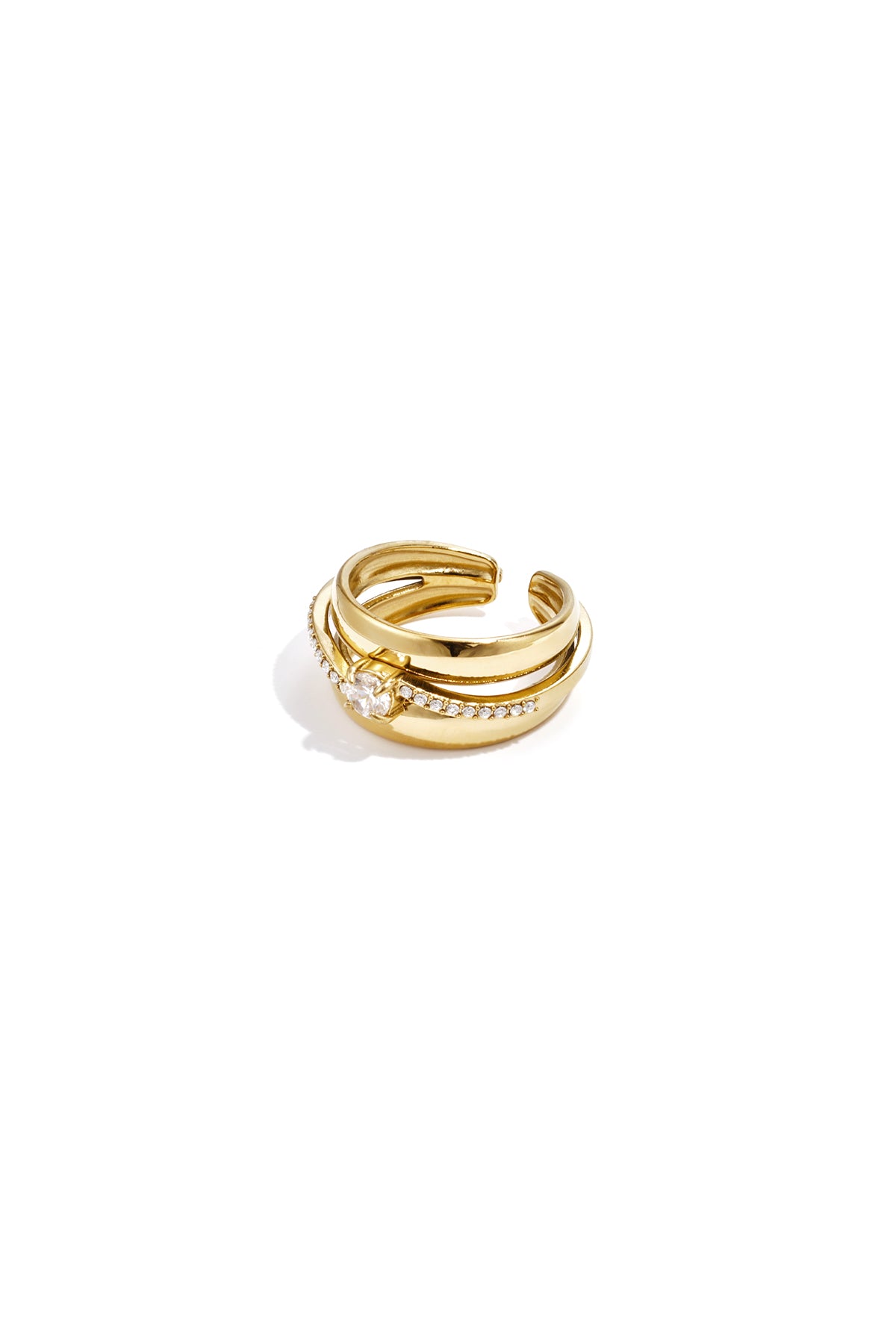 Gelaagde ring met steentjes